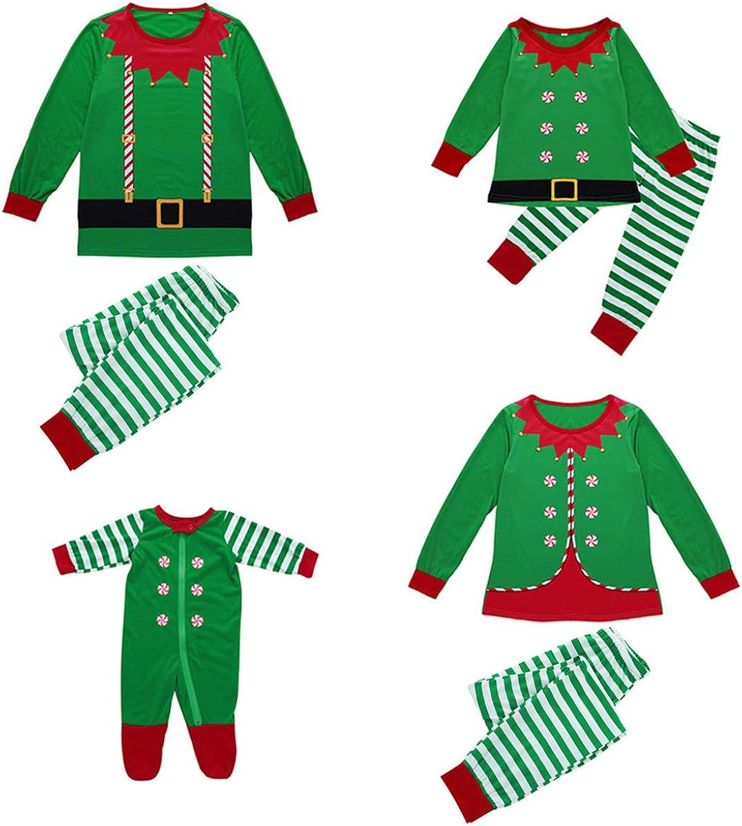 Jaysis Deguisement Ensemble De Pyjama De Noel En Famille Imprime Lutin Costume Noel Elfe Ensemble Pyjama Noel Homme Femme Garcon Fille Bebe Pyjamas A Deux Pieces Cosplay Sleepwear Vetement De Vetements De