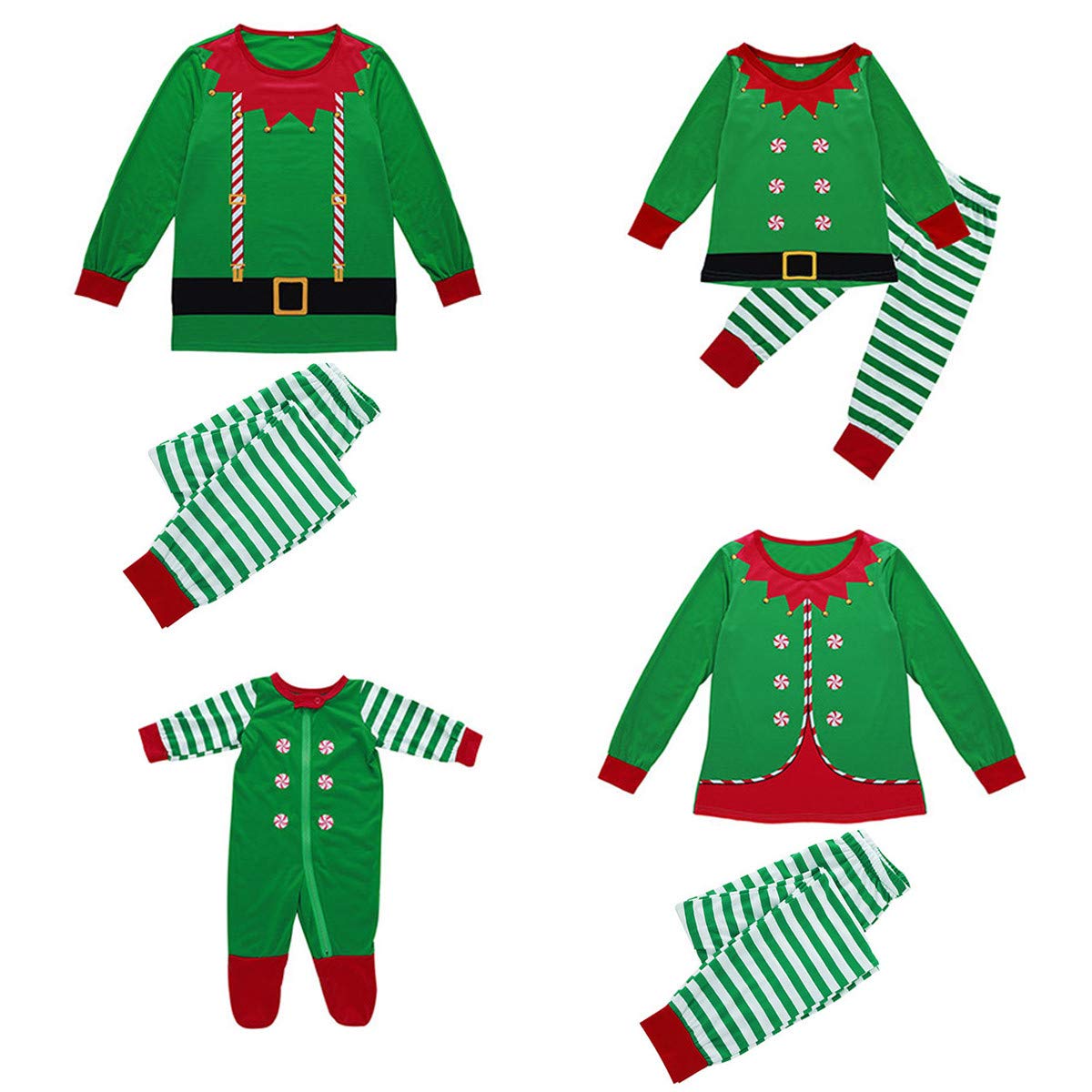 Jaysis Deguisement Ensemble De Pyjama De Noel En Famille Imprime Lutin Costume Noel Elfe Ensemble Pyjama Noel Homme Femme Garcon Fille Bebe Pyjamas A Deux Pieces Cosplay Sleepwear Vetement De Vetements De