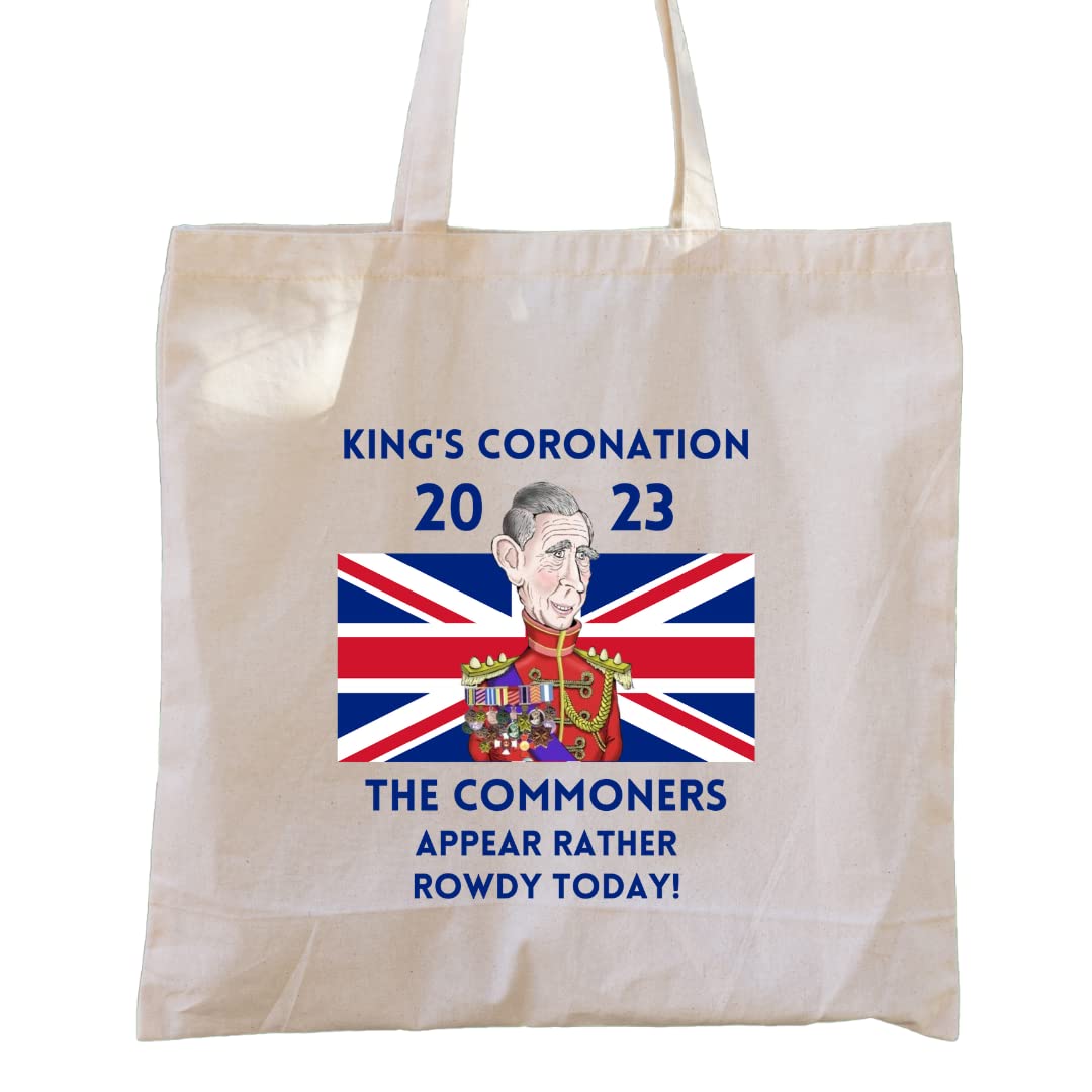 Second Ave Natural Cotton Canvas King Charles III Royal Coronation Great Britain Funny Commoners Celebration Souvenir Gift Bag