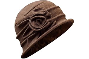 BCDlily Womens Knit Cloche Bucket Hat Vintage Floral Decoration Warm Winter Hats Beanie Cap