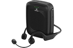HW HAOWORKS Voice Amplifier with Wireless Earhook Microphone, 15W Portable Mini PA System Megaphone with Easy Bluetooth Mic & Long Battery for Teachers, Tour Guide, Public Speaking, Coach, Elderly - A007