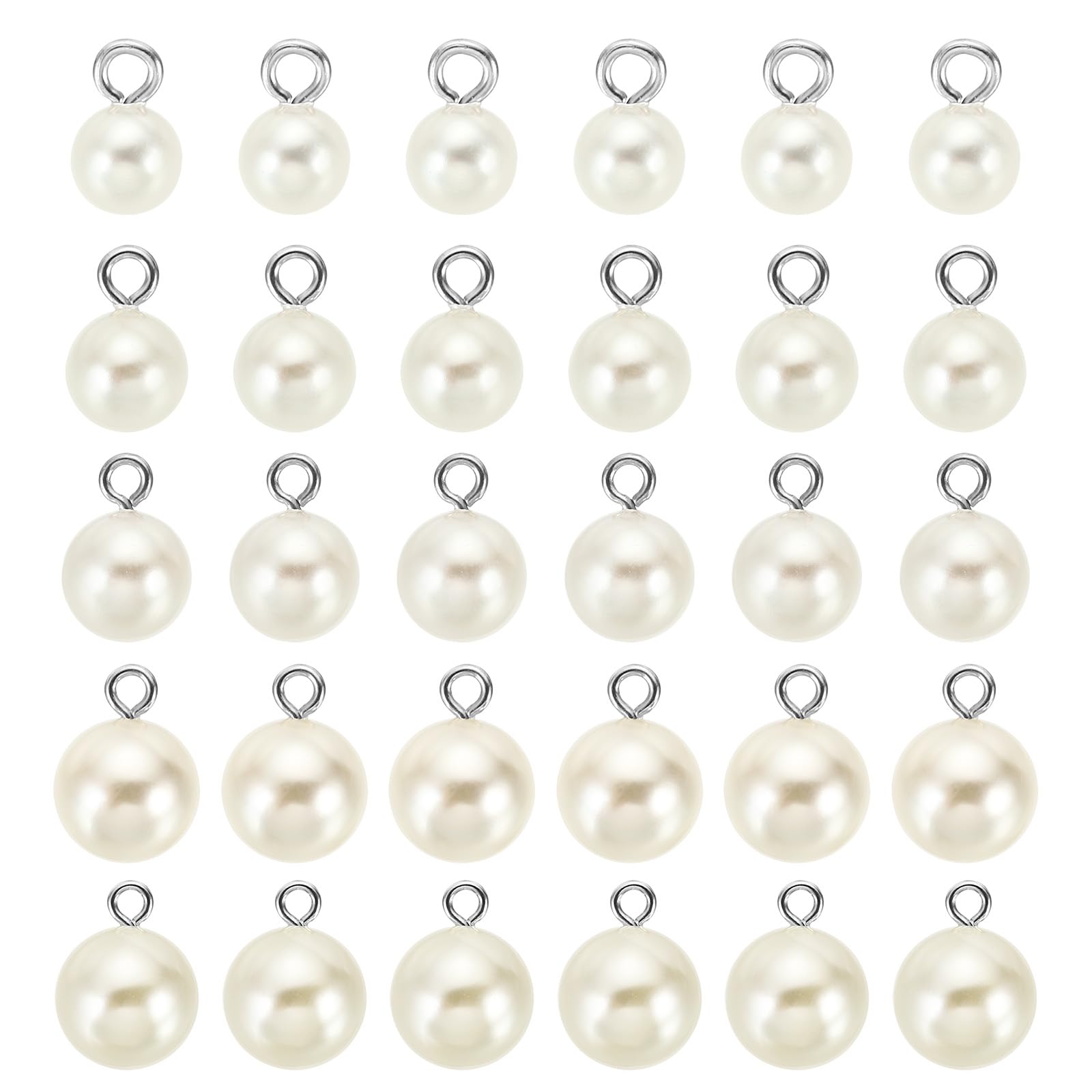 PATIKIL Pearl Charm, 100pcs Pearl Beads Faux Pearl Pendant Charm Beautiful 8 mm 10 mm 12 mm 14 mm 16 mm DIY for Making s Wedding Crafts, Silvery Beige