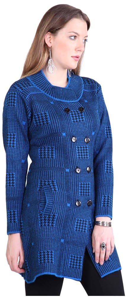 montrex blue double breasted coat for women