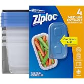 Ziploc Food Storage Meal Prep Containers Reusable for Kitchen Organization, Smart Snap Technology, Dishwasher Safe, Mini Rectangle, 4 Count