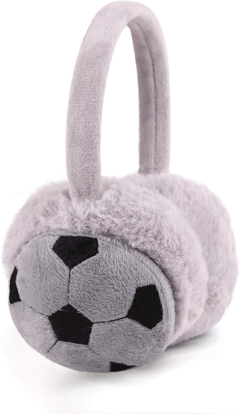 IPENNY Boys Girls Fur Earmuffs Xmas Gift Cute Football Design Winter Fluffy Thermal Ear Warmers Handband Cold Weather Earplugs Comfortable Fashion Cartoon Ear Muffs Protector