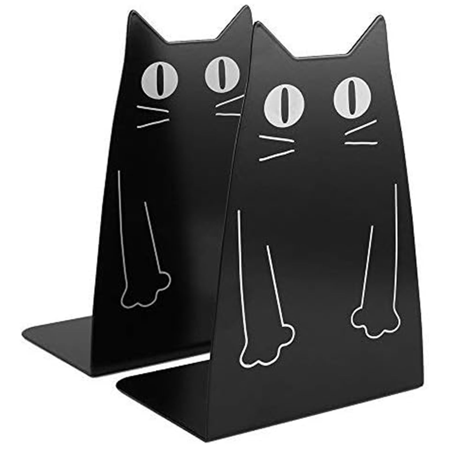 Hisredsun Cute Cat Metal Book end, Large Heavy Duty Bookends Desktop Book Holder Organizer Book Ends for Shelves