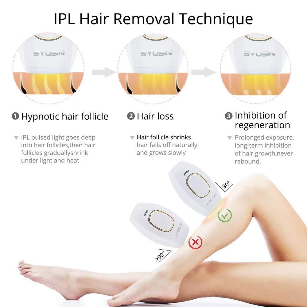 IPL Haarentfernungsgerät für Gesicht Dauerhaft Lichtbasierte Haarentfernung Systeme für Körper, Gesicht Bikini Zone Achseln Heimgebrauch Weiß mit Schutzbrille