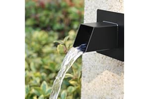 PONDO 2" Square Water Fountain Spout Scupper, 316 Stainless Steel Spillway w/Construction Spray Baffle for Pools, Ponds, Water Walls, Fountains (Black)