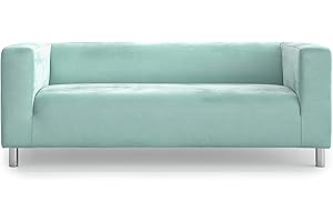 MASTERS OF COVERS Snug Fit Classic Velvet Klippan Loveseat Slipcover for The IKEA Two Seater Klippan Loveseat Sofa Cover Replacement (Mint Green, Velvet)
