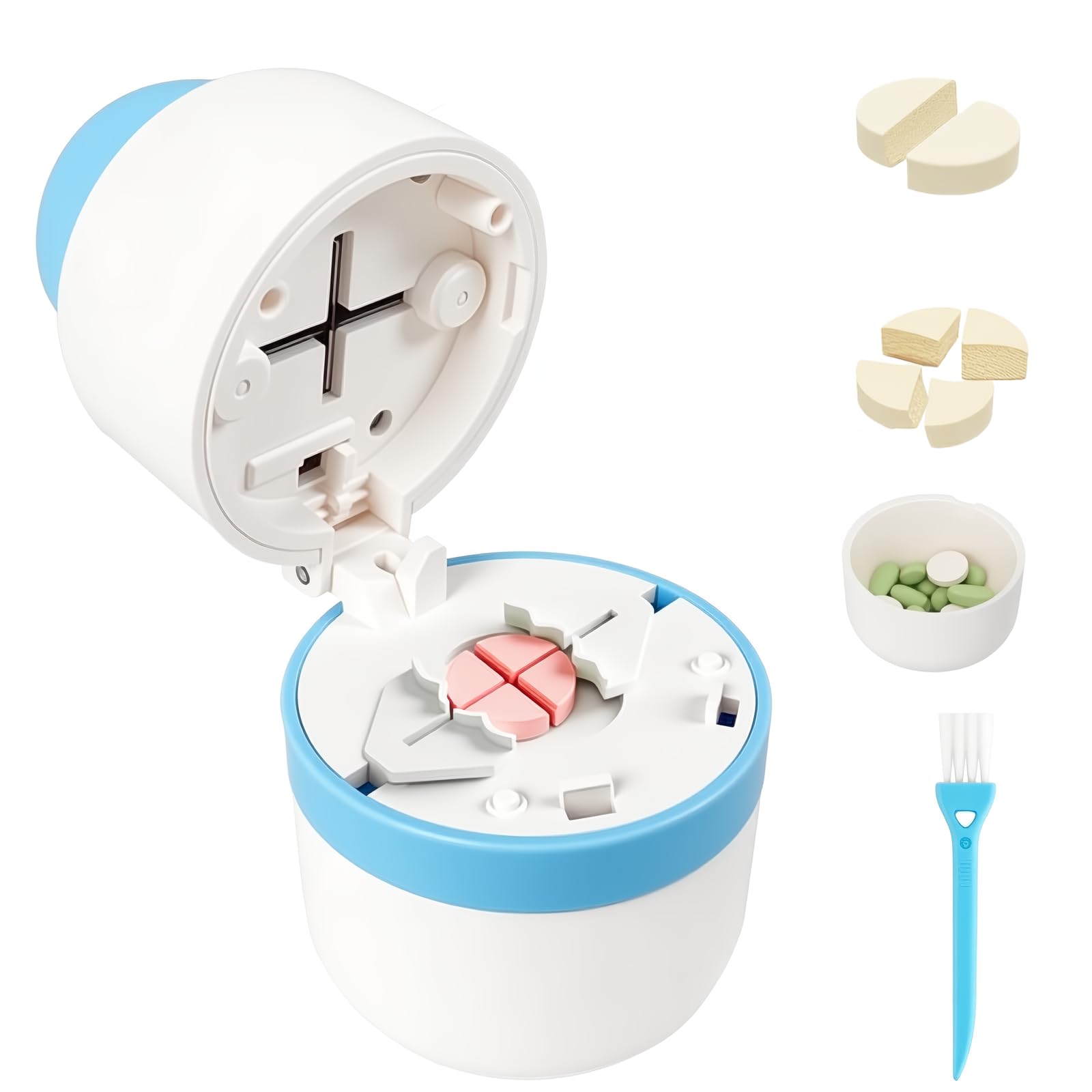 Photo 1 of 1/4 Pill Cutter with Storage Case, 4 Way Pill Splitter with Stainless Steel Blade, Precision Pills Cutter Splitter for Small and Tiny Pills