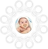 Vicloon 12pcs Silicone Baby Dummy Pacifier Holder Clip Adapter Ring Transparent view 1