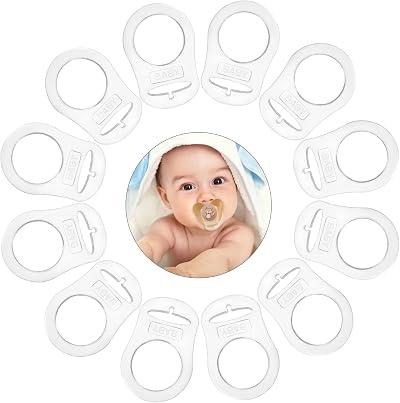 Vicloon 12pcs Silicone Baby Dummy Pacifier Holder Clip Adapter Ring Transparent
