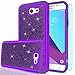 LeYi Galaxy J7 Perx Case,Galaxy J7 Prime / J7 V/ J7 Sky Pro/Halo Glitter Case with Tempered Glass Screen Protector [2 Pack], Hybrid Heavy Duty Protection Case for Samsung Galaxy J7V 2017 TP Purple