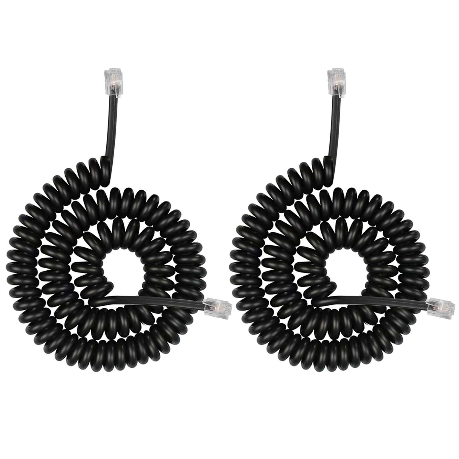 brileze Telephone Handset Cable Cord, Coiled Length 1.2 to 10 Feet Uncoiled Landline Phone Handset Cable Cord RJ9/RJ10/RJ22 4P4C Telephone Line (Pack of 2, Black)