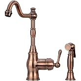 Akicon One-Handle Widespread Kitchen Faucet with Side Spray - 5 Years Warranty (Antique Copper)