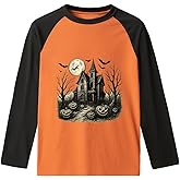 Halloween Shirts for Kids Boys Girls Toddler Halloween Shirt Pumpkin Shirts Ghost Clothes Long Sleeve Cotton Tee 2T-8Y