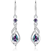 FANCIME Gift for Women Birthstone Dangle Earrings for Her Teardrop Birthstone Earrings S925 Sterling Silver infinity Love Birthday Gifts for Mom Women