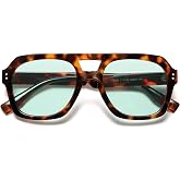 SOJOS Retro Polarized Aviator Sunglasses Womens Mens SJ2385 | Trendy Vintage Fashion 80s 90s Pilot Shades Large Bold Thick Square Frame UV Protection TAC Lenses