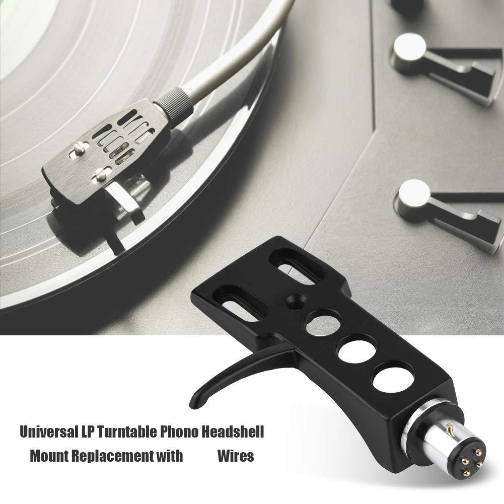 Universal Turntable Phono Headshell with Wires, Replacement Turntable Phono Headshell Mount Cartridge with Wires Replacement for Phono Cartridges