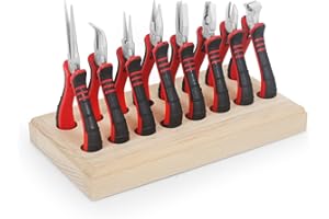NEWACALOX Jewelry Pliers Sets Jewelers Making Tools Kit, Professional 8 piece Mini Wire Plier with Wood Holder for Beading, Crafting, Crimping, Cutting, Repair, Wrapping, Complete Quality for Adults Starter