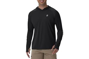 Runhit UPF 50+ Fishing Shirts for Men Long Sleeve Sun Protection Hoodie Lightweight Outdoor Workout Hiking Running Rash Guard