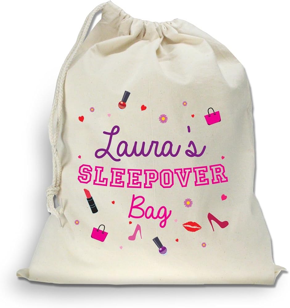 Personalised girls sleepover bag, girls overnight bag, drawstring