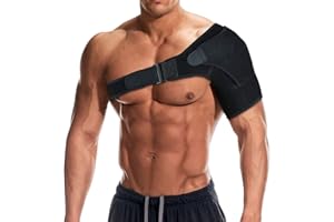 RUNZI Shoulder Support Brace with Pressure Pad for Men Women, Adjustable Shoulder Brace for Torn Rotator Cuff, Tendonitis, Dislocation, AC Joint, Bursitis, Labrum Tear, Pain, Fits Right or Left Shoulder