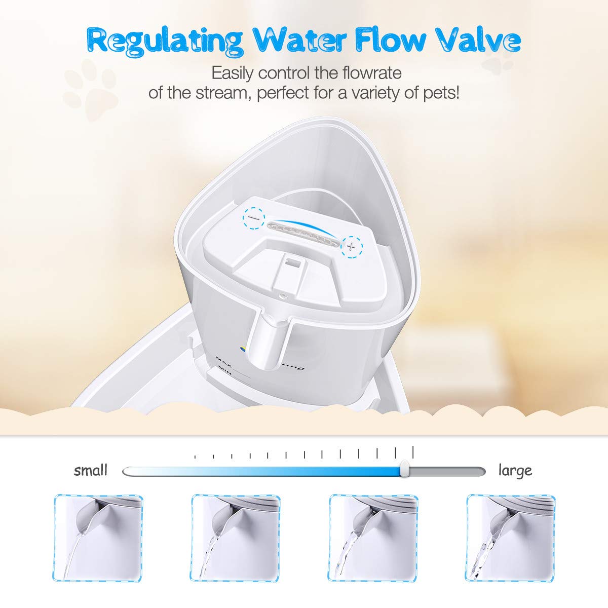 isYoung LED Cat Fountain Automatic Pet Water Drinking Fountain Pet Water Dispenser with Adjustable Water Flow, Activated Carbon Filter, Super Quiet, Great for Cats and Small Dogs