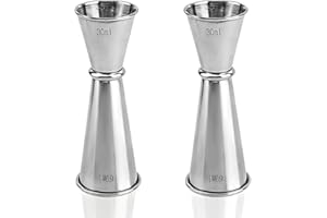 2pcs 2oz & 1oz Dual Jigger for Bartending, Stainless Steel Cocktail Measuring Cup Bar Jigger for Home Bar Bartender Supplies
