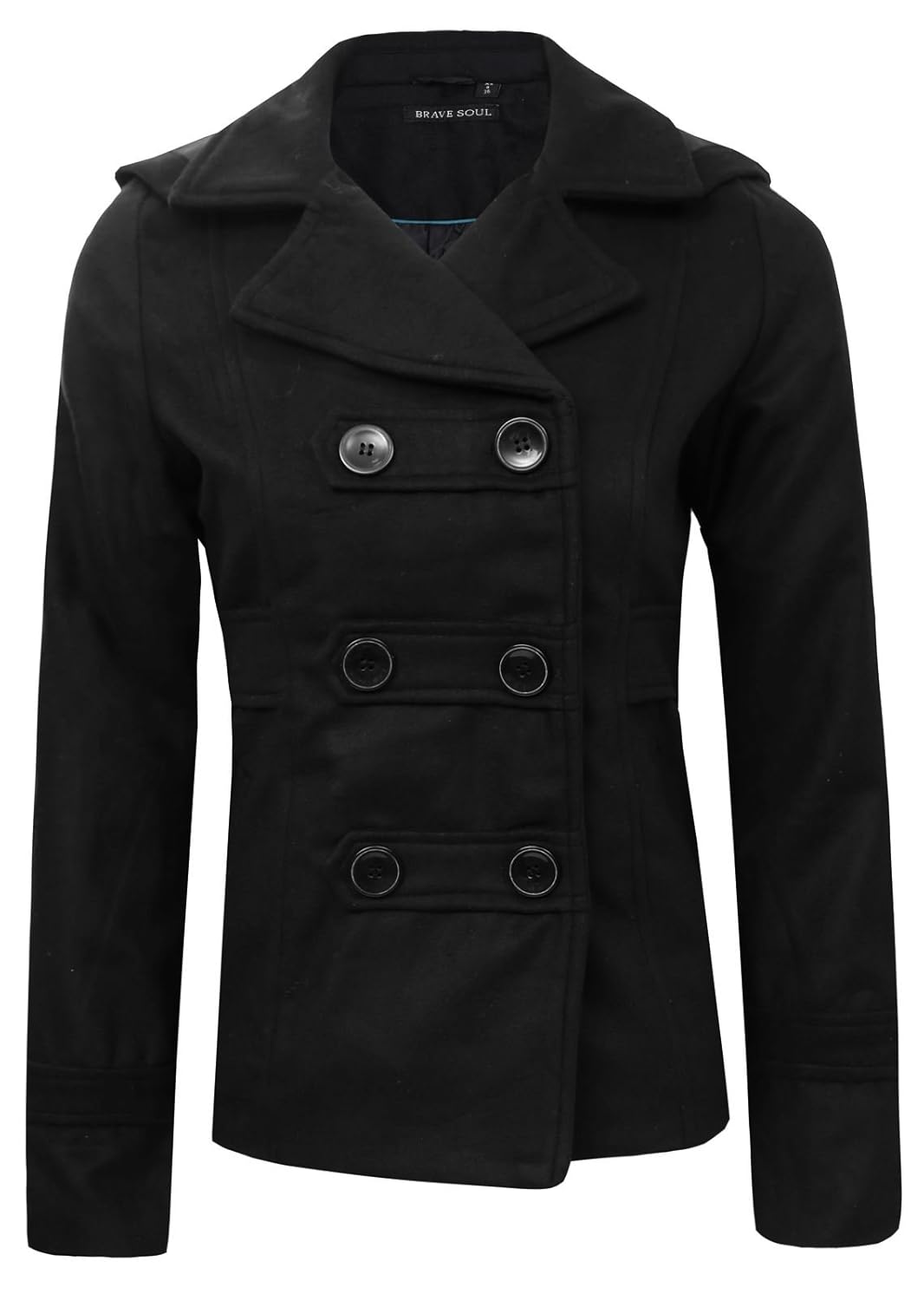 BRAVE SOUL LADIES FLEECE DETACHABLE HOOD WOMENS SMART BUTTON JACKET