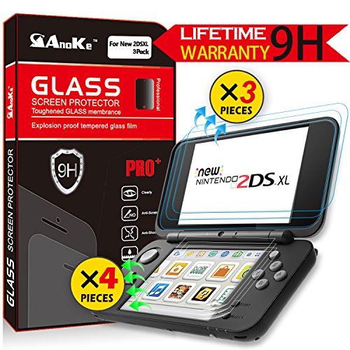 Buy Nintendo New 2DS XL Screen Protector,AnoKe(3x Top Glass+4x Bottom