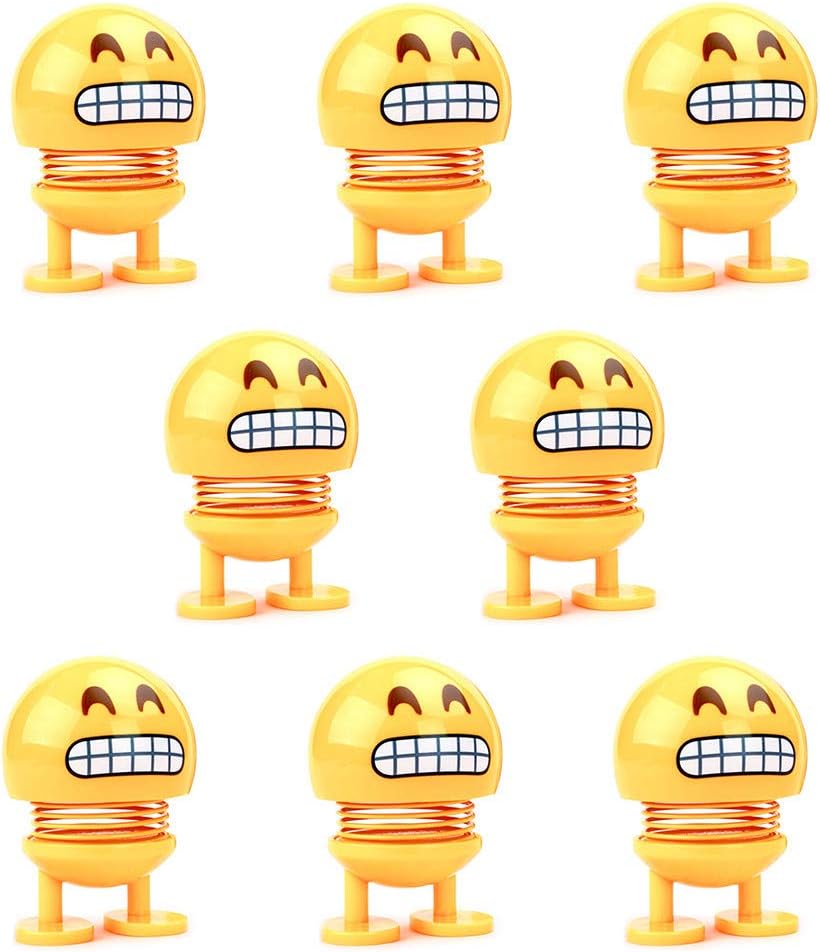 DEESEE(TM) New????????Cute LED Smiley Doll Car Ornament Interior Dashboard Decoration Bounce Toys (F)