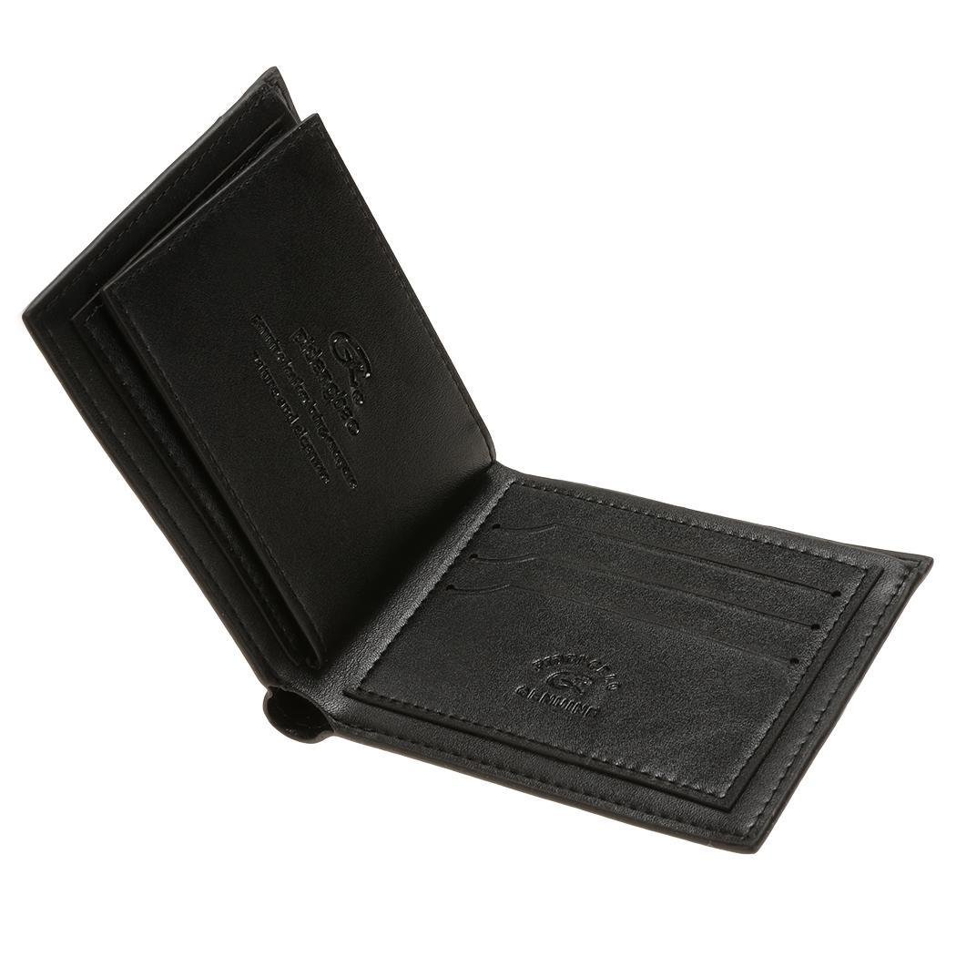 Mekolen Mens Synthetic Leather Wallet Money Pockets Credit/ID Cards Holder Portable Wallet Classic Purse 2 Colors Wallets,Black