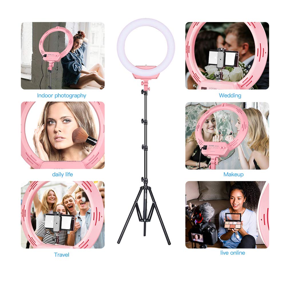 ZOMEI Ring Light Kit,16 inch Ring Light with Stand,LED Dimmable 50W Adjustable 3200-5500K Carrying Bag for Camera Smartphone, You Tube,Self-Portrait Shooting Good for Beauty Facial Make Up Live Stream