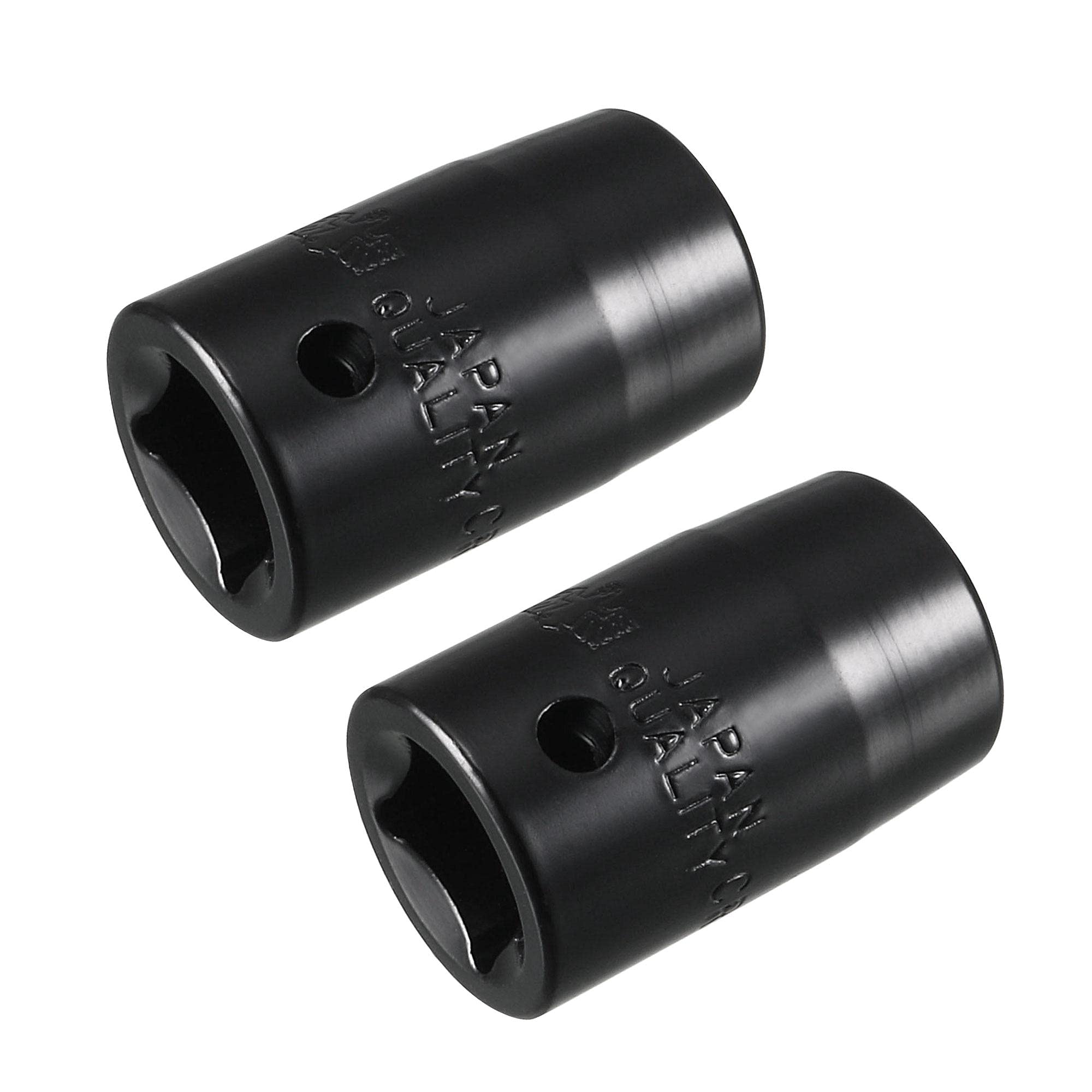 sourcing map 1/2-Inch by 9/16-Inch 6-Point Impact Socket, CR-V Steel, Shallow SAE Sizes 2pcs