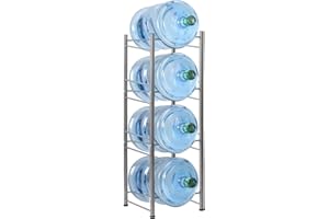 HAITRAL Water Gallon Jug Holder, 4 Tiers Heavy Duty Water Bottle Buddy Display Rack, Silver