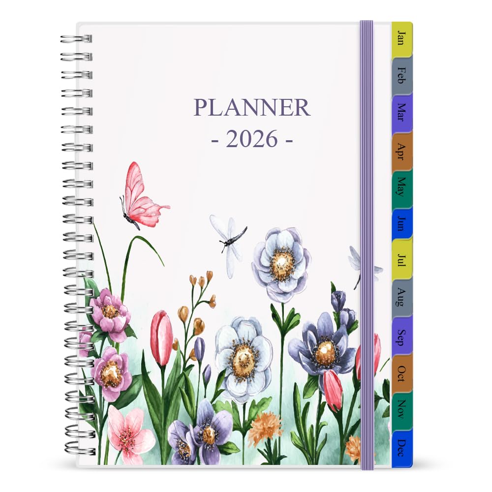 Photo 1 of 2026 Planner - Weekly & Monthly Planner Runs Jan 2026 to Dec 2026, 6.25" x 8.25", 12 Monthly Tabs, 14 Notes Pages, Inner Pocket, Flexible Cover with Twin-Wire Binding, Planners 2026 (Purple, 6.25" x 8.25")