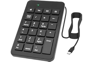 XMSJSIY USB Type-C Number Pad Wired 23 Keys Type-C Numeric Keypad with Tab, Home, Email & Calculator Keys for Laptop, PC, Des