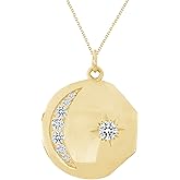 Takar Moon and North Star Celestial Pendant Necklace, 925 Sterling Silver Gold Vermeil, Dainty Chain Included, 16-18 Inch