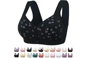 BACRELAX Daisy Bras for Older Women,Front Closure Plus Size No Underwire Bras Wireless Full Coverage Supportive Seniors Bras