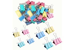 AKSIKO 60pcs Colored Binder Clips Paper Clamps Assorted Size Small, Medium, Large Binder Paper Clips