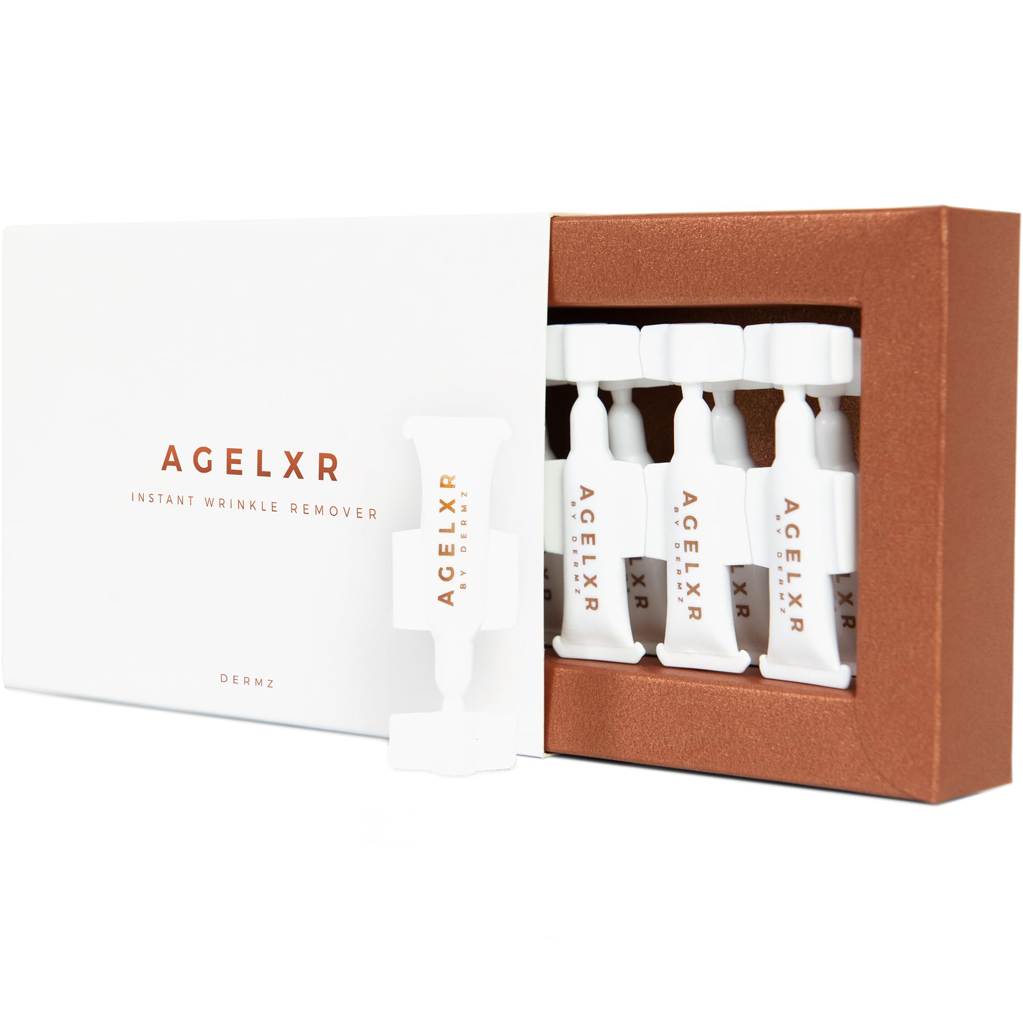 AGELXR - Instant Wrinkle Remover - Quickly Tightens Wrinkles, Fine Lines and Diminishes Puffy Eyes. Instant Facelift Serum - Anti-Aging Formula - 10 Vials x 0.6ml