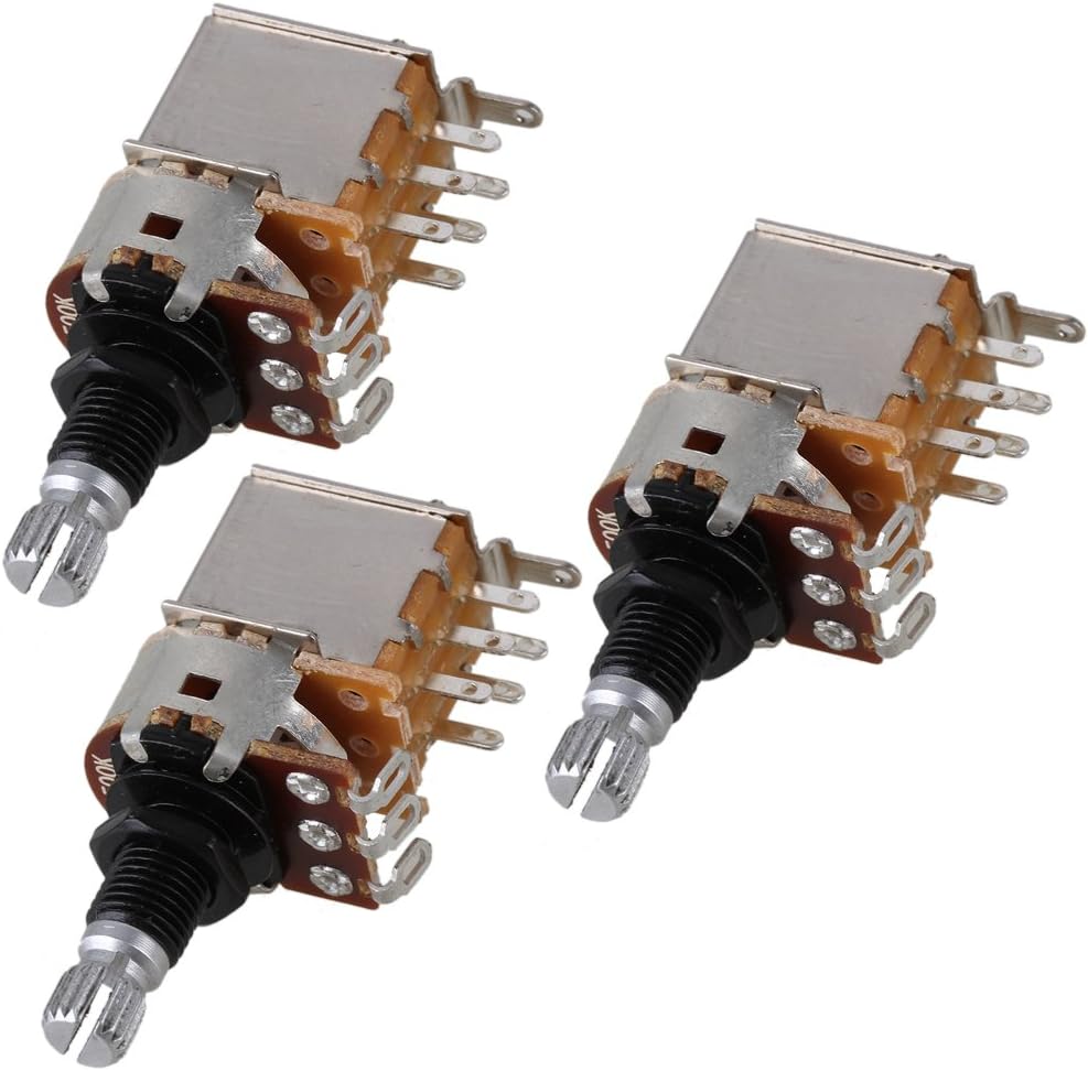 B500K Push Pull Guitar Control Pot Potentiometer Chrome Tone Switch Set of 3