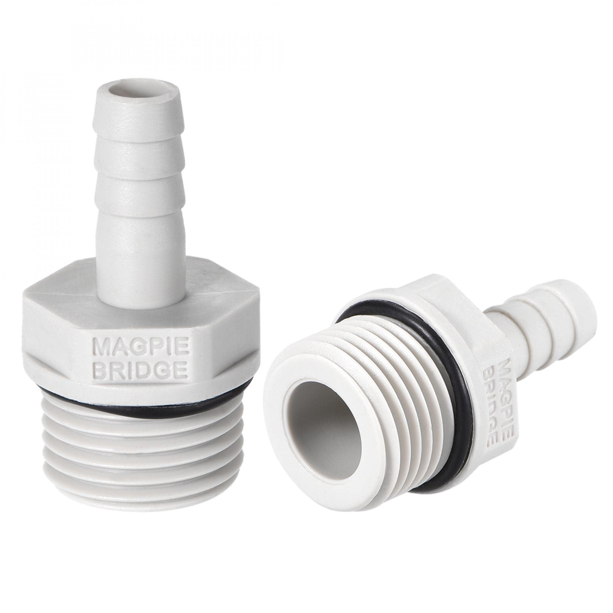 sourcing map PVC Barb Hose Fitting Connector Adapter 8mm or 5/16" Barbed x 1/2" G Male Pipe 2pcs