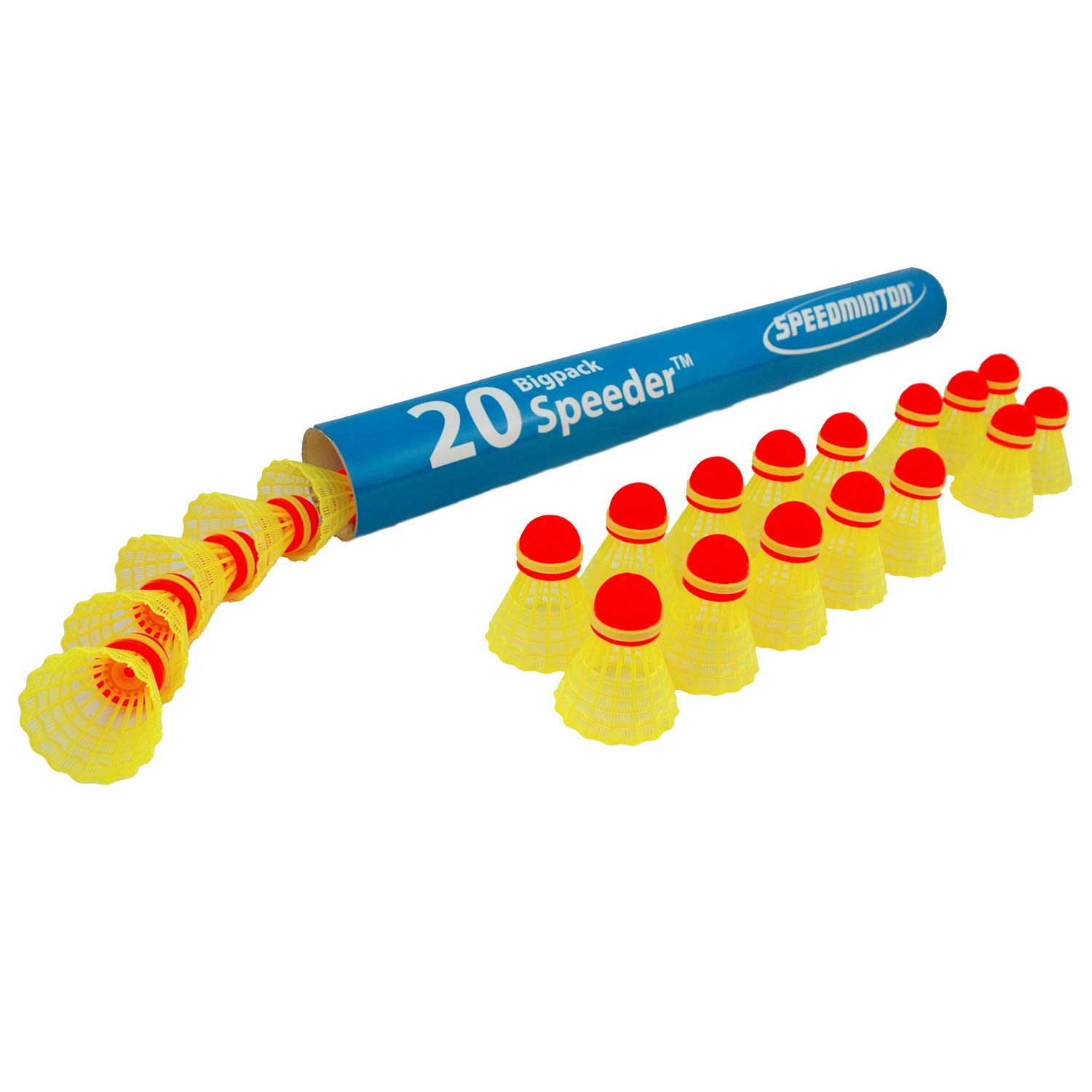 Speedminton Speeder Big Tube Match 20 Pack Adult Unisex Yellow 40