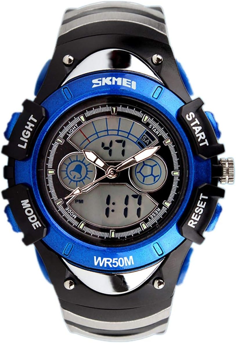SKMEIBoys Blue Digital Watch 30m Water Resistant Dual Display Stopwatch Alarm Ages 5-13