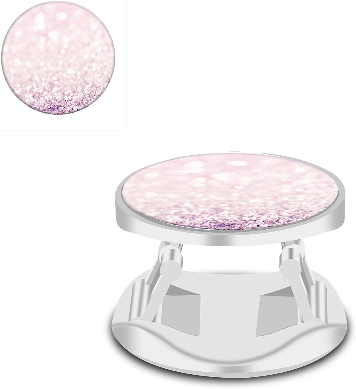 Expanding Phone Stand and Grip - Functional, Portable, Adjustable, Collapsible - Pop Up Back Stand Universally Works with All Smartphones and Tablets Including iPhone and Galaxy, Glitter