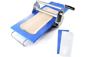 LEAFINNERIN Folding Dough Sheeter with 2 Sheeter Boards Countertop Manual Dough Roller Machine Stainless Steel Thickness Adjustable