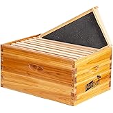 8-Frame Beehive Box Langstroth Deep Brood Box Dipped in 100% Beeswax Includes Wooden Frames & Waxed Foundations (Unassembled)
