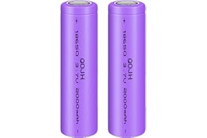 QOJH 3.7V Li-ion Rechargeable Batteries 2000mAh 18650 Rechargeable Lithium Battery for Flashlights, Headlamps, Doorbells, RC Cars, 2 Pack (Flat Top)